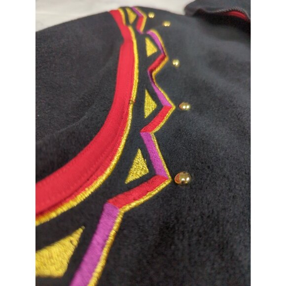 Vintage Bob Mackie Size S Womens Embroidered Fleece Full Zip Jacket Oversized - Picture 4 of 10